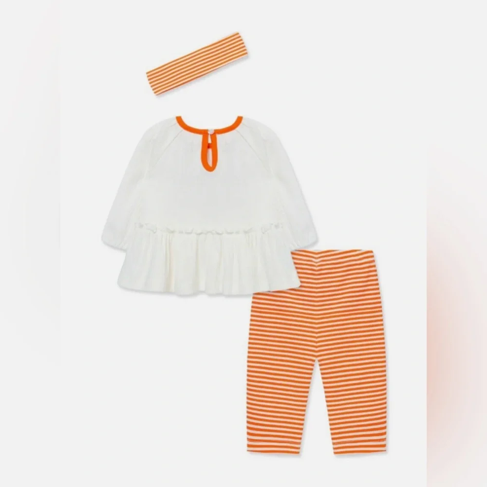 NWT- Little Me Halloween 3-Piece Candy Corn Outfit W/Headband Baby Girls, 6 mos